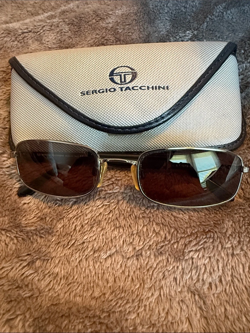 Sergio Tacchini Gold-Tone Frame Sunglasses with Brown Lenses